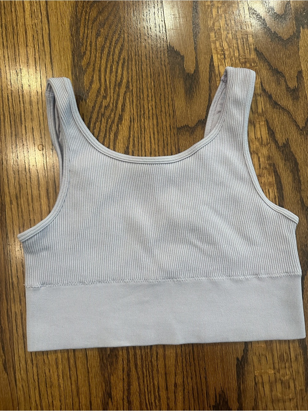 Harmony Balance Light Purple Ribbed Sports Bra Cutout Back Crop Top - Medium